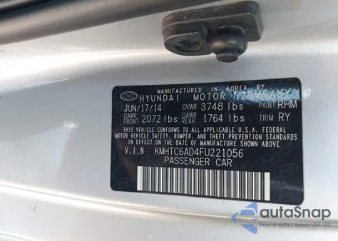 2015 Hyundai Veloster z USA, uszkodzony, nr VIN KMHTC6AD4FU221056